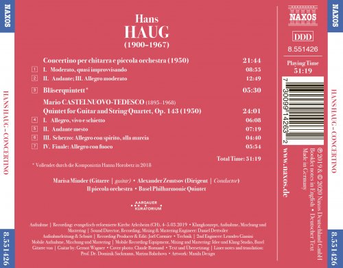 Il piccola orchestra, Basel Philharmonic Quintet - Hans Haug & Mario Castelnuovo-Tedesco: Chamber Works (2020)