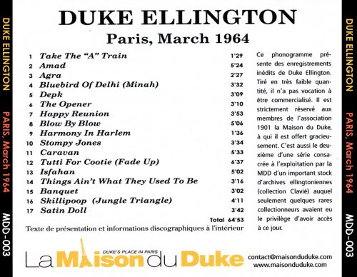 Duke Ellington - Paris, March 1964 (2013)