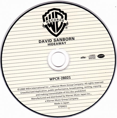 David Sanborn - Hideaway (1980/2014) (RE, WPCR-28021, JAPAN) [CD-Rip]