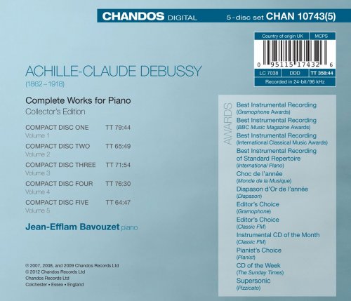 Jean-Efflam Bavouzet - Claude Debussy: Complete works for piano (2012) [Hi-Res]
