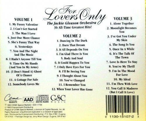 The Jackie Gleason Orchestra - For Lovers Only: 36 All-Time Greatest Hits (1993)