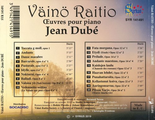 Jean Dubé - Väinö Raitio: Oeuvres pour piano (2019) CD-Rip