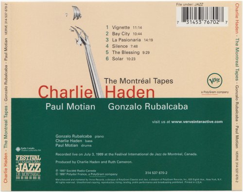 Charlie Haden - The Montreal Tapes (with Paul Motian & Gonzalo Rubalcaba) (1997) CD-Rip