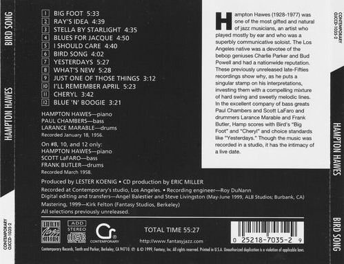 Hampton Hawes - Bird Song (1999) CD Rip