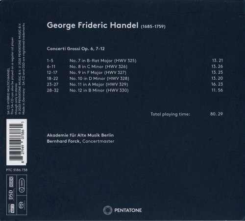 Akademie fur Alte Musik, Bernhard Forck - Handel: Concerti grossi Op. 6 (7-12) (2020) CD-Rip