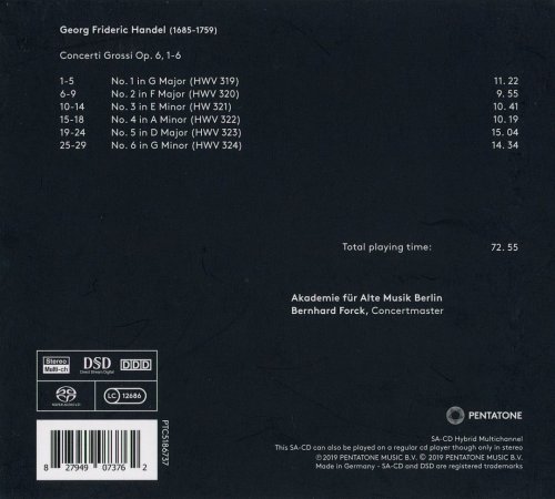 Akademie fur Alte Musik, Bernhard Forck - Handel: Concerti grossi Op. 6 (1-6) (2019) CD-Rip