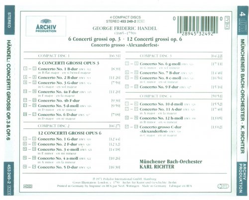 Münchener Bach-Orchester, Karl Richter - Handel: Concerti Grossi Op. 3 & Op. 6 (4CD) (1991)
