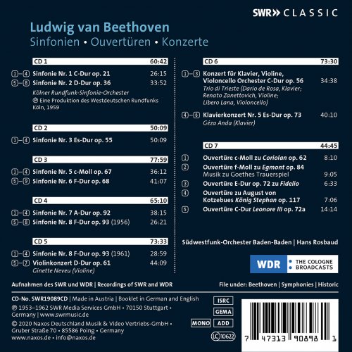 Southwest German Radio Symphony Orchestra & Hans Rosbaud - Beethoven: Orchestral Works (2020)