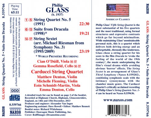 Carducci String Quartet - Glass: String Quartet No. 5, Suite from Dracula & String Sextet (2015) [Hi-Res]