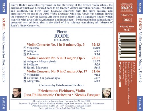 Friedemann Eichhorn, Jena Philharmonie, Nicolás Pasquet - Rode: Violin Concertos Nos. 1, 5 & 9 (2015) [Hi-Res]