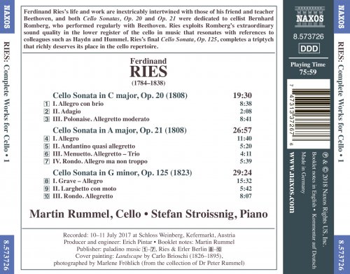 Martin Rummel & Stefan Stroissnig - Ries: Cello Sonatas, Opp. 20, 21 & 125 (2018) [Hi-Res]