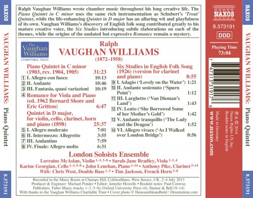 London Soloists Ensemble - Vaughan Williams: Piano Quintet, Quintet in D Major, & 6 Studies in English Folk Song (2014) [Hi-Res]