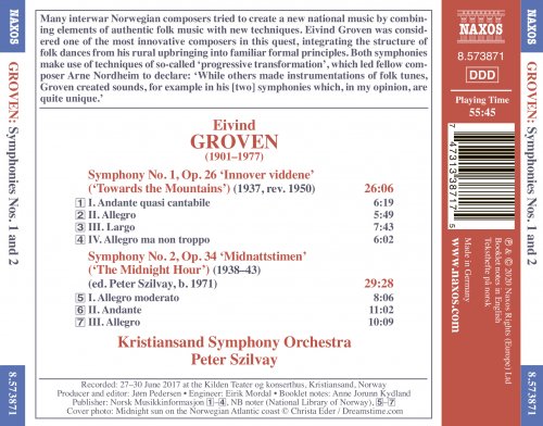 Kristiansand Symphony Orchestra & Peter Szilvay - Groven: Symphonies Nos. 1 & 2 (2020) [Hi-Res]