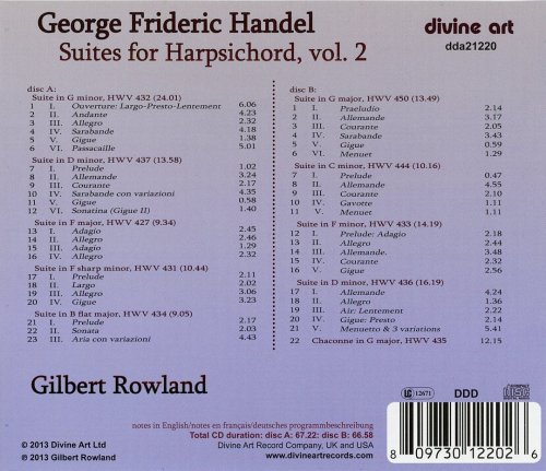Gilbert Rowland - Handel: Suites for Harpsichord, Volume 2 (2013)