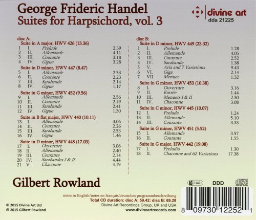 Gilbert Rowland - Handel: Suites for Harpsichord, Volume 3 (2015)