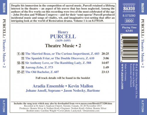 Aradia Ensemble, Kevin Mallon - Purcell: Theatre Music, Vol. 2 (2016) [Hi-Res]