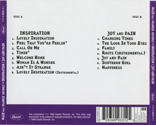 Maze Featuring Frankie Beverly - Inspiration `79 / Joy And Pain `80 [1999] CD-Rip