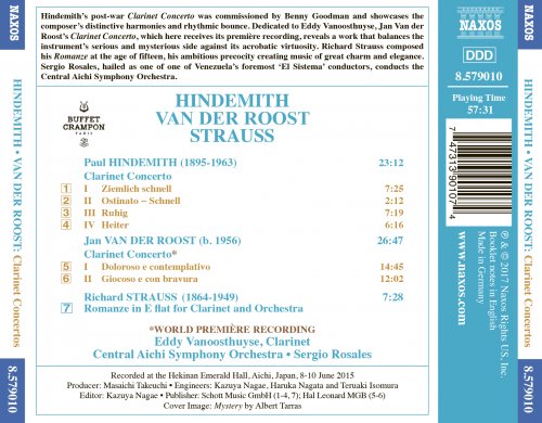 Eddy Vanoosthuyse, Central Aichi Symphony Orchestra, Sergio Rosales - Hindemith & Van Der Roost: Clarinet Concertos (2017) [Hi-Res]