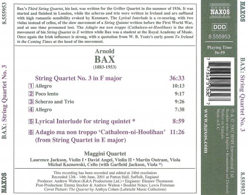 Garfield Jackson, Maggini Quartet - Bax: String Quartet No. 3 & Lyrical Interlude (2003) [Hi-Res]