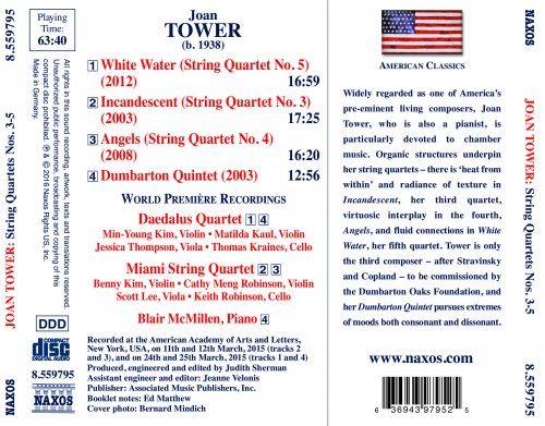 Blair McMillen, Miami String Quartet, Daedalus Quartet - Tower: String Quartets Nos. 3-5 & Dumbarton Quintet (2016) [Hi-Res]
