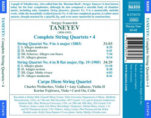 Carpe Diem String Quartet - Taneyev: Complete String Quartets, Vol. 4 (2015) [Hi-Res]