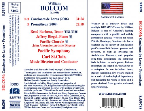 René Barbera, Jeffrey Biegel, Pacific Symphony Orchestra, Pacific Chorale, Carl St. Clair - Bolcom: Canciones de Lorca & Prometheus (Live) (2015) [Hi-Res]