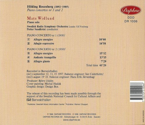 Mats Widlund - Hilding Rosenberg: Piano Concertos Nos. 1 & 2 (1998)