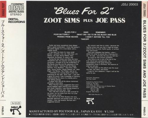 Zoot Sims Plus Joe Pass - Blues For Two (1983) CD Rip