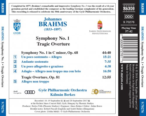 Kalman Berkes & Győr Philharmonic Orchestra - Brahms: Symphony No. 1 & Tragic Overture (2018) [Hi-Res]