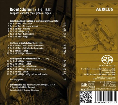 Daniel Beckmann - Robert Schumann: Complete Works for pedal piano or organ (2020)