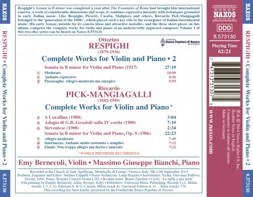 Emy Bernecoli, Massimo Giuseppe Bianchi - Respighi & Pick-Mangiagalli: Works for Violin & Piano (2014) [Hi-Res]