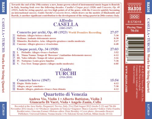 Quartetto d'Archi di Venezia - Casella: Concerto per archi, Op. 40b & Cinque pezzi, Op. 34 (2013) [Hi-Res]