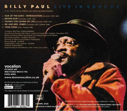 Billy Paul - Live In Europe (1974) [2018 SACD]