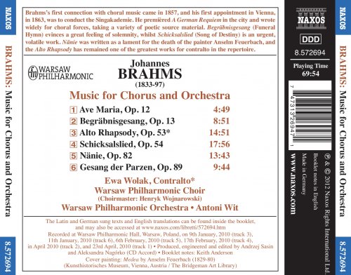 Ewa Wolak, Warsaw Philharmonic Choir & Warsaw Philharmonic Orchestra, Antoni Wit - Brahms: Alto Rhapsody (2012) [Hi-Res]