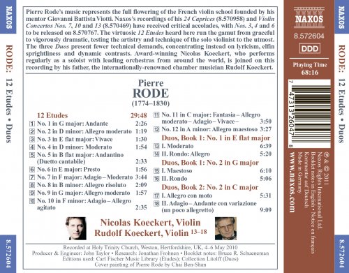 Nicolas Koeckert & Rudolf Koeckert - Rode: 12 Etudes for Violin Solo - Duos for 2 Violins (2011) [Hi-Res]