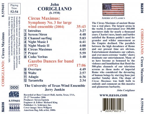 The University of Texas Wind Ensemble, Jerry Junkin - John Corigliano: Symphony No. 3 "Circus Maximus" & Gazebo Dances (2009) [Hi-Res]