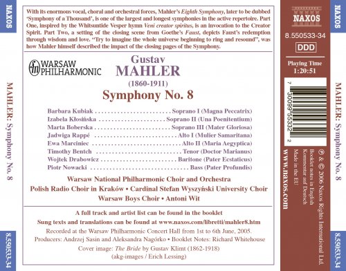 Warsaw National Philharmonic Choir and Orchestra, Polish Radio Choir in Kraków, Cardinal Stefan Wyszynski University Choir, Warsaw Boys Choir, Antoni Wit - Mahler: Symphony No. 8 in E-Flat Major "Symphony of a Thousand" (2006) [Hi-Res]