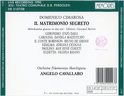 Angelo Cavallaro - Cimarosa: Il Matrimonio Segreto (1991)