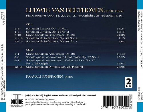 Paavali Jumppanen - Beethoven: Piano Sonatas, Opp. 14, 22, 26, 27 'Moonlight', 28 'Pastoral' & 49 (2015)