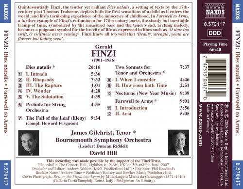 James Gilchrist, Bournemouth Symphony Orchestra, David Hill - Finzi: Dies Natalis / Farewell To Arms / 2 Sonnets (2008) [Hi-Res]
