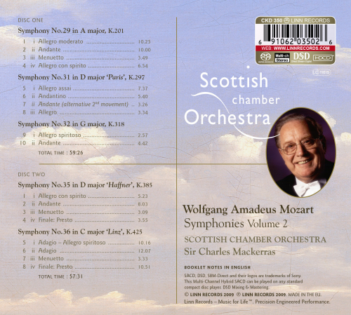 Sir Charles Mackerras, Scottish Chamber Orchestra -  Mozart: Symphonies 29, 31 (Paris), 32, 35 (Haffner) & 36 (Linz) (2010) [Hi-Res]