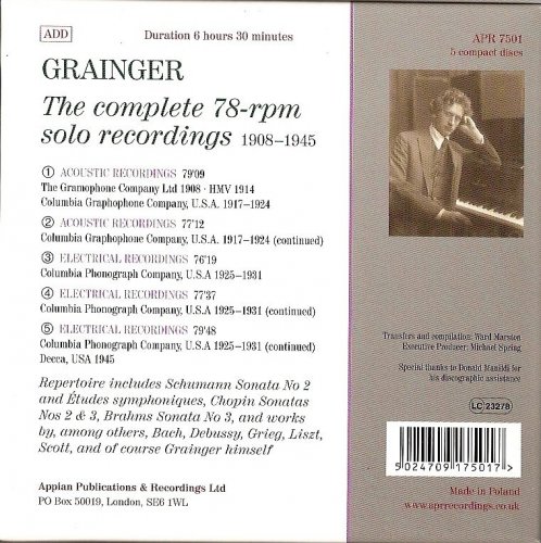 Percy Grainger - Complete 78rpm Solo Recordings (1908 - 1945) (2011)