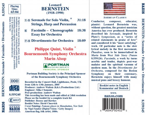 Philippe Quint, Bournemouth Symphony Orchestra, Marin Alsop - Leonard Bernstein: Serenade / Facsimile / Divertimento (2005) [Hi-Res]