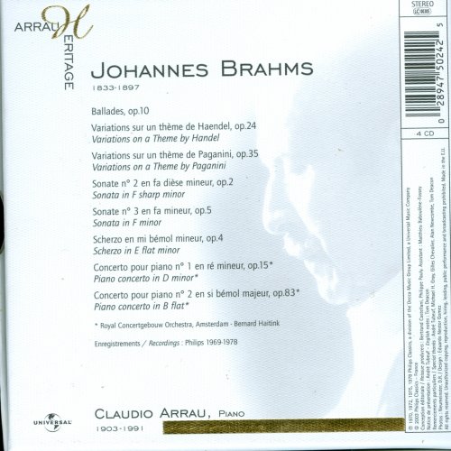 Claudio Arrau - Brahms: Works for piano (2003)