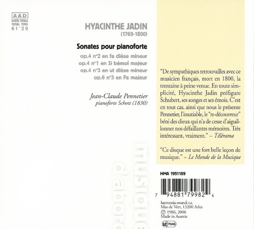 Jean-Claude Pennetier - Hyacinthe Jadin: Sonatas for pianoforte (1998)