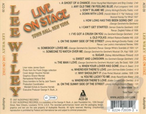 Lee Wiley ‎- Live On Stage: Town Hall, New York (2007) FLAC