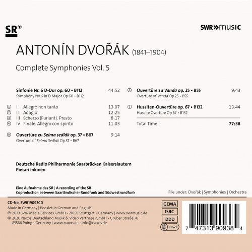 Deutsche Radio Philharmonie Saarbrücken Kaiserslautern, Pietari Inkinen - Dvořák: Complete Symphonies, Vol. 5 (2020)