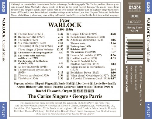 Rachel Haworth, The Carice Singers, George Parris - Warlock: Choral Music (2014) [Hi-Res]