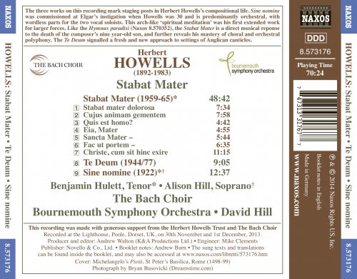 Benjamin Hulett, Alison Hill, The Bach Choir, Bournemouth Symphony Orchestra, David Hill - Howells: Stabat Mater, Te Deum & Sine Nomine (2014) [Hi-Res]