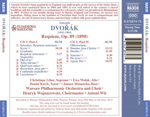 Christiane Libor, Ewa Wolak, Daniel Kirch, Janusz Monarcha, Warsaw Philharmonic Orchestra and Choir, Antoni Wit - Dvořák: Requiem, Op. 89 (2014) [Hi-Res]